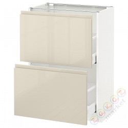 ⭐METOD / MAXIMERA⭐Шкаф/2 шу/, белый/Voxtorpглянцевый светло-бежевый, 60x37 cm⭐ИКЕА-09143504
