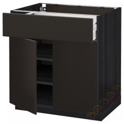 ⭐METOD / MAXIMERA⭐Затененный ящик/2 Drz, черный/Кунгсбака антрацит, 80x60 cm⭐ИКЕА-49457111