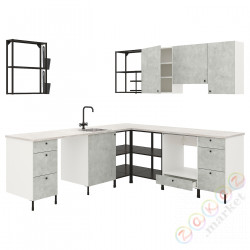 ⭐ENHET⭐Угловая кухня, антрацит/имитация бетона⭐ИКЕА-49338019