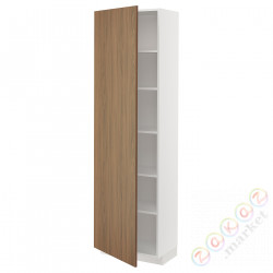 ⭐METOD⭐Высокий шкаф/полки, белый/Tistorp подражаниеacja коричневыйowego орехa, 60x37x200 cm⭐ИКЕА-49519901