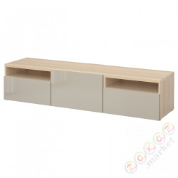 ⭐BESTA⭐Тумба под ТВ, под беленый дуб/Selsviken глянцевый бежевый, 180x42x39 cm⭐ИКЕА-29328610