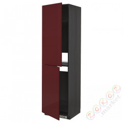 ⭐METOD⭐Шкаф, высокий лед/проживающий, черный калларп/темно-красно-коричневый блеск, 60x60x220 cm⭐ИКЕА-39328148