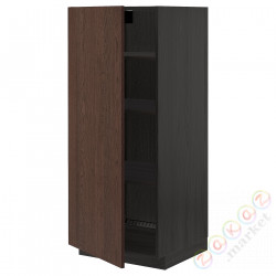 ⭐METOD⭐Высокий шкаф/полки, черный/Sinarp коричневый, 60x60x140 cm⭐ИКЕА-39467196