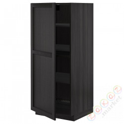 ⭐METOD⭐Высокий шкаф/полки, черный/Lerhyttan черный морилка, 60x60x140 cm⭐ИКЕА-49454792