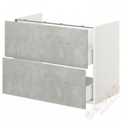 ⭐ENHET⭐Тумба под умывальник с 2 ящики, белый/имитация бетона, 80x42x60 cm⭐ИКЕА-39321057