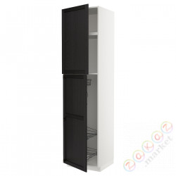 ⭐METOD⭐Высокий шкаф/домашний интерьер, белый/Lerhyttan черный морилка, 60x60x240 cm⭐ИКЕА-09457957