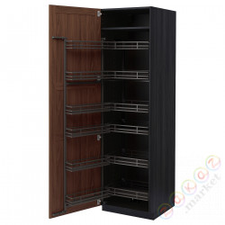 ⭐METOD⭐Высокий шкаф с wysuwaną spiżarką, черныйEnköping/коричневый орех, 60x60x200 cm⭐ИКЕА-09476423