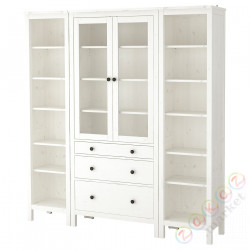 ⭐HEMNES⭐Комбинация стойки с дверь/ящики, белое пятно/Чистое стекло, 188x197 cm⭐ИКЕА-99234255