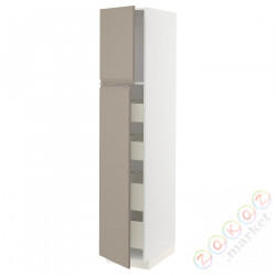 ⭐METOD / MAXIMERA⭐Шкаф, высота 2дверь/4лопата, белый/Upplöv матciemnoбежевый, 40x60x200 cm⭐ИКЕА-69491717