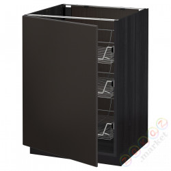 ⭐METOD⭐Гардероб с проволочной корзиной, черный/Кунгсбака антрацит, 60x60 cm⭐ИКЕА-39454245