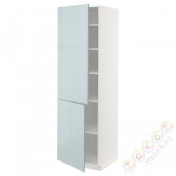 ⭐METOD⭐Высокий шкаф с полками/2Drz, белый/Kallarp jasnoсерый-синий, 60x60x200 cm⭐ИКЕА-29478930