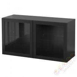 ⭐BESTA⭐Сайт, Черно-коричневый/Синдвик черно-коричневый прозрачное стекло, 120x40x64 cm⭐ИКЕА-49047666