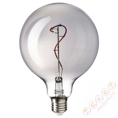 ⭐MOLNART⭐Żarówka LED E27 140 люмен, серый прозрачный стеклянный шар, 125 mm⭐ИКЕА-20513481