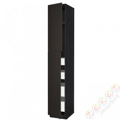 ⭐METOD / MAXIMERA⭐Шкаф, высота 2дверь/4лопата, черный/Кунгсбака антрацит, 40x60x240 cm⭐ИКЕА-49468954