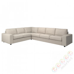 ⭐VIMLE⭐Чехол на угловой диван, 5-человек, сширокийmi связаныokietnikami/Gunnared бежевый⭐ИКЕА-09424245