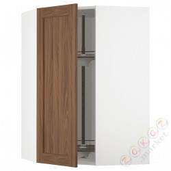 ⭐METOD⭐Шкаф навесной угловой с каруселью, белый Enköping/коричневый орех, 68x100 cm⭐ИКЕА-69475251