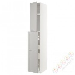 ⭐METOD / MAXIMERA⭐Sза wys сwys 1Drz/4шу, белый/Lerhyttan светло-серый, 40x60x240 cm⭐ИКЕА-49469784