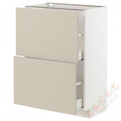 ⭐METOD / MAXIMERA⭐Напольный шкаф с 2 ящики, белый/Havstorp бежевый, 60x37 cm⭐ИКЕА-29426724