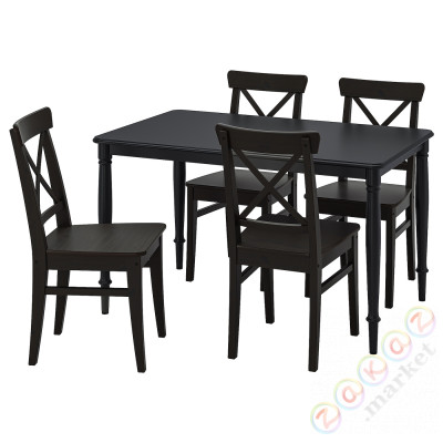 ⭐DANDERYD / INGOLF⭐Таблица и 4 стулья, черный/темно коричневый, 130 cm⭐ИКЕА-09544281