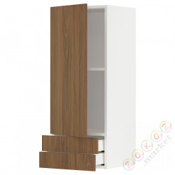 ⭐METOD / MAXIMERA⭐Навесной шкаф, дверь/2 ящики, белый/Tistorp подражаниеacja коричневыйowego орехa, 40x100 cm⭐ИКЕА-09519192