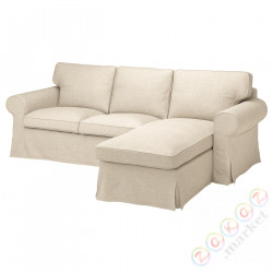 ⭐EKTORP⭐Pokrowiec n sofę 3-os с шезлонгом, Kilanda светло-бежевый⭐ИКЕА-00565796
