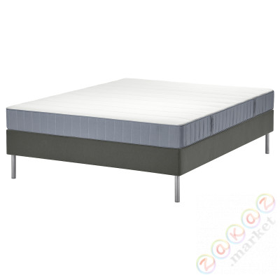 ⭐LYNGOR⭐Континентальная кровать, Vesteröy средняя твердость/светло-синий темно-серый, 160x200 cm⭐ИКЕА-69552659
