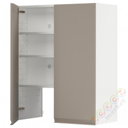 ⭐METOD⭐Шкаф okaнадa сполка/Drzс упражнениями, белый/Upplöv матciemnoбежевый, 80x100 cm⭐ИКЕА-89504295