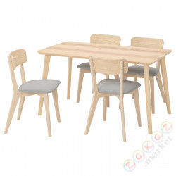 ⭐LISABO / LISABO⭐Таблица и 4 стулья, ясень/Талмира белая/черный, 140x78 cm⭐ИКЕА-99554826