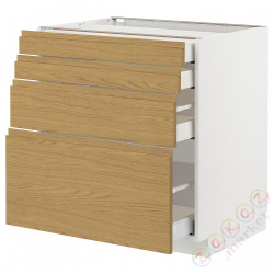 ⭐METOD / MAXIMERA⭐Sза st 4fr/4шу, белый/Voxtorpподражание. дуб, 80x60 cm⭐ИКЕА-39538245