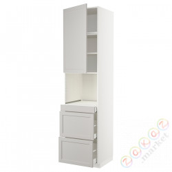 ⭐METOD / MAXIMERA⭐Обувь для микрокомбо дверь/3шу, белый/Lerhyttan светло-серый, 60x60x240 cm⭐ИКЕА-29458480