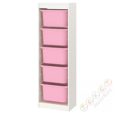 ⭐TROFAST⭐Книжный шкаф с контейнерами, белый/розовый, 46x30x145 cm⭐ИКЕА-09533211