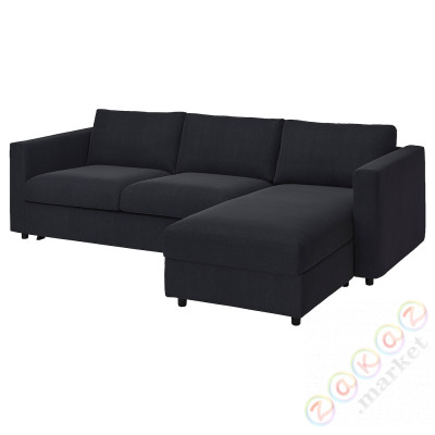 ⭐VIMLE⭐3o раскладывающийся чехол для дивана с шезлонгом, Saxemara черно-синий⭐ИКЕА-39399367