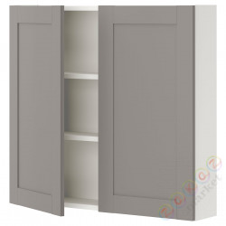 ⭐ENHET⭐настенный шкаф 2 полки/дверь, белый/серая рамка, 80x17x75 cm⭐ИКЕА-59323692