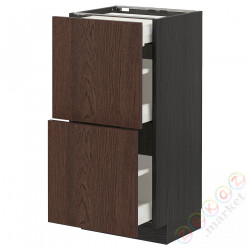 ⭐METOD / MAXIMERA⭐Sсstj 2fr/3шу, черный/Sinarp коричневый, 40x37 cm⭐ИКЕА-39405759