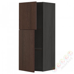 ⭐METOD⭐Навесной шкаф с полками/2 дверь, черный/Sinarp коричневый, 40x100 cm⭐ИКЕА-99456005