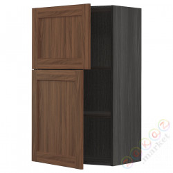 ⭐METOD⭐Навесной шкаф с полками/2 дверь, черныйEnköping/коричневый орех, 60x100 cm⭐ИКЕА-49476483