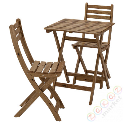 ⭐ASKHOLMEN⭐Таблица +2 стулья, снаружи, светло-коричневое пятно⭐ИКЕА-29930059