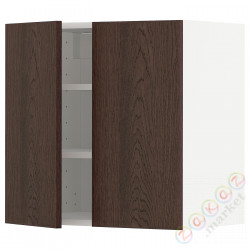 ⭐METOD⭐Навесной шкаф с полками/2 дверь, белый/Sinarp коричневый, 60x60 cm⭐ИКЕА-49455329