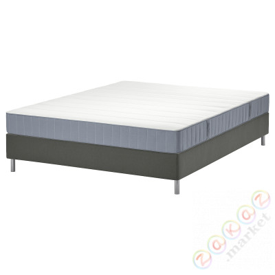⭐LYNGOR⭐Континентальная кровать, Vesteröy жесткий/светло-синий темно-серый, 140x200 cm⭐ИКЕА-89553097