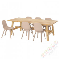 ⭐MOCKELBY / ODGER⭐Таблица и 6 стулья, дуб/белый/бежевый, 235x100 cm⭐ИКЕА-79277019