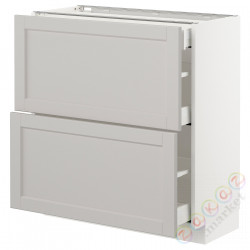 ⭐METOD / MAXIMERA⭐Sсstj 2fr/3шу, белый/Lerhyttan светло-серый, 80x37 cm⭐ИКЕА-89274261