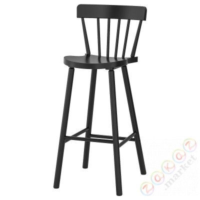 ⭐NORRARYD⭐Барный стул со спинкой, черный, 74 cm⭐ИКЕА-00397736