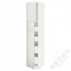 ⭐METOD / MAXIMERA⭐Шкаф, высота 2дверь/4лопата, белый/Ringhult светло-серый, 40x60x200 cm⭐ИКЕА-19468875