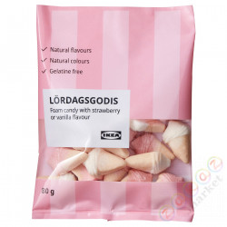 ⭐LORDAGSGODIS⭐Pianki, o вкусu truskawkoтусклый lub wanilioтусклый, 80 g⭐ИКЕА-50479937