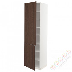 ⭐METOD⭐Высокий шкаф с полками/2Drz, белый/Sinarp коричневый, 60x60x220 cm⭐ИКЕА-19468093