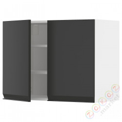 ⭐METOD⭐Навесной шкаф с полками/2 дверь, белый/Upplöv матантрацит, 80x60 cm⭐ИКЕА-79492844