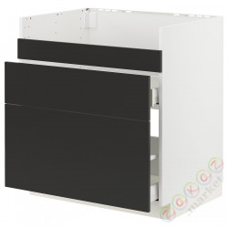 ⭐METOD / MAXIMERA⭐ХАВСЕН тумба под раковину/3fr/2шу, белый/Nickebo матантрацит, 80x60 cm⭐ИКЕА-69498101