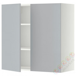 ⭐METOD⭐Навесной шкаф с полками/2 дверь, белый/Veddinge Серый, 80x80 cm⭐ИКЕА-29460275