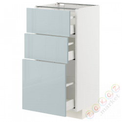 ⭐METOD / MAXIMERA⭐Напольный шкаф с 3 ящики, белый/Kallarp jasnoсерый-синий, 40x37 cm⭐ИКЕА-39478883