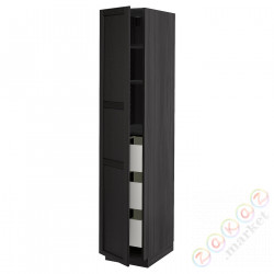 ⭐METOD / MAXIMERA⭐Высокий шкаф с ящики, черный/Lerhyttan черный морилка, 40x60x200 cm⭐ИКЕА-19366080